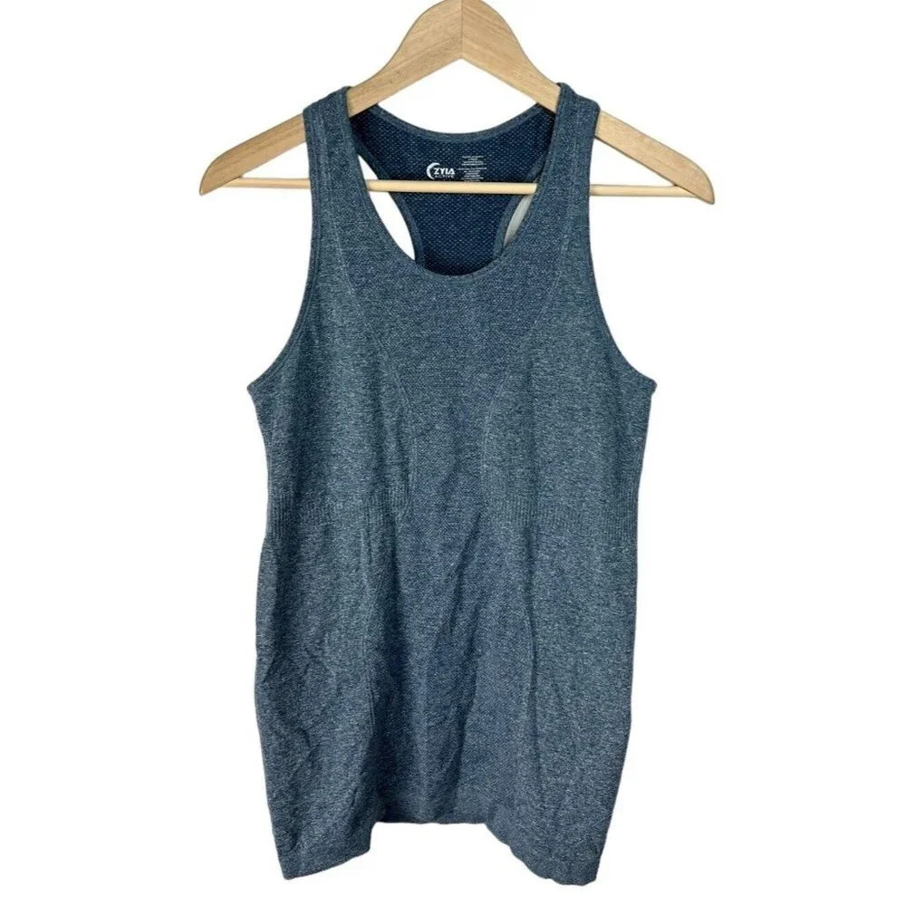 Zyia Active Copper Blend Racerback Tank Blue Size Medium Workout Yoga Women’s